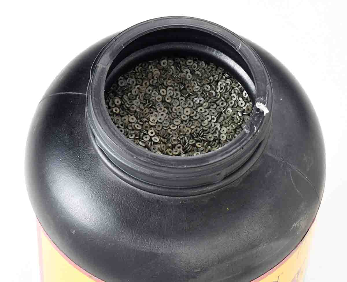 Normally, a pound of powder does not come close to filling a standard one-pound container. Not so with Trail Boss; it appears that the size of the container for all powders was determined by this propellant.